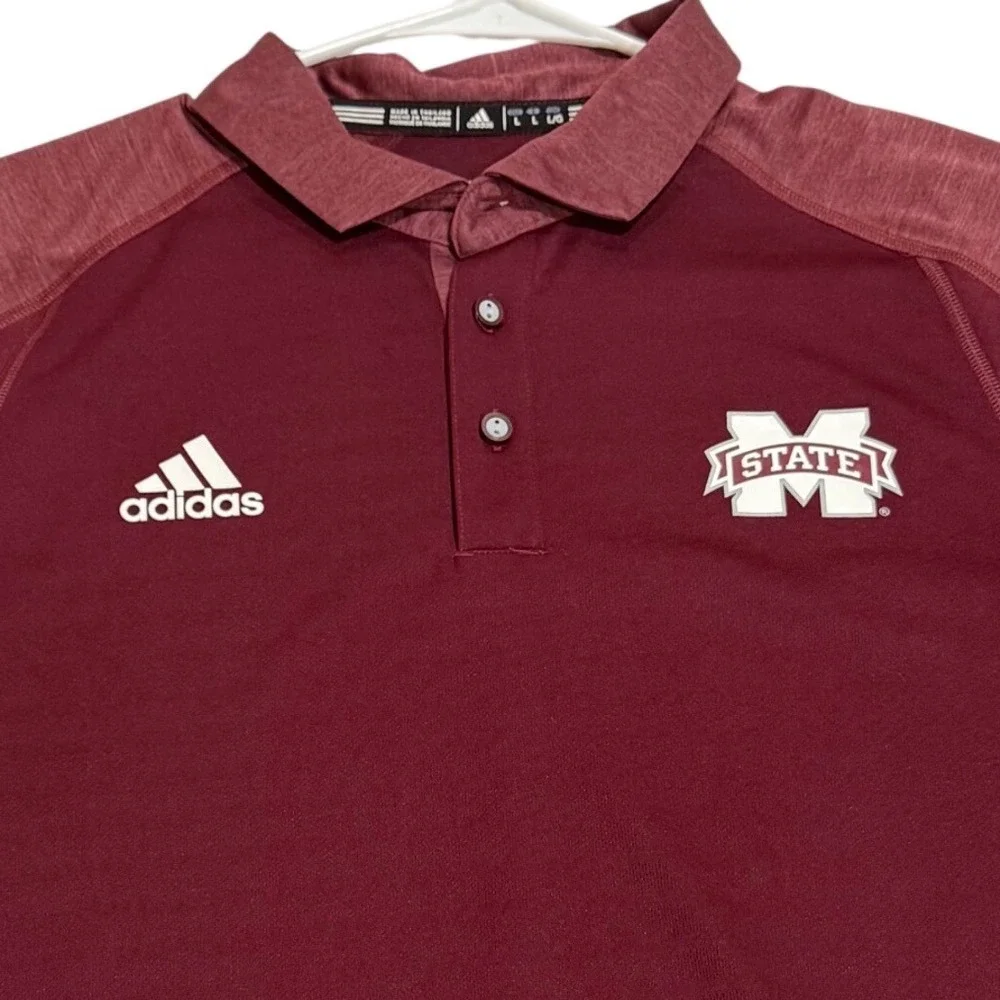 Adidas‎ Mississippi State Bulldogs Climalite Polo Shirt Mens Large Maroon NCAA